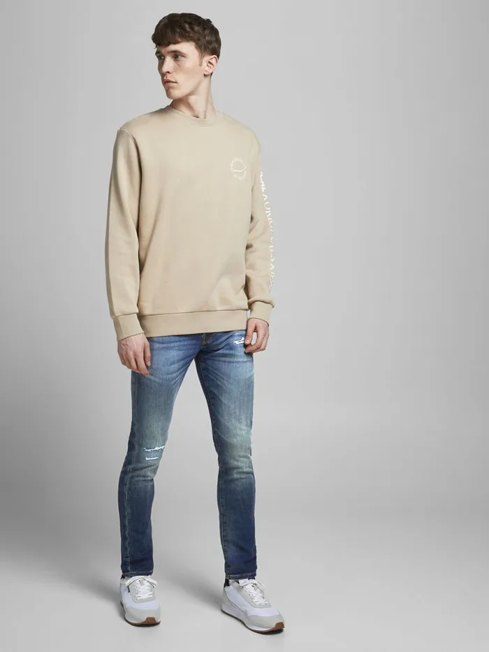 Slim Jeans JACK and JONES Mens GLENN ICON GE 176 INDIGO KNIT SLIM FIT JEANS Blue Blue Denim
