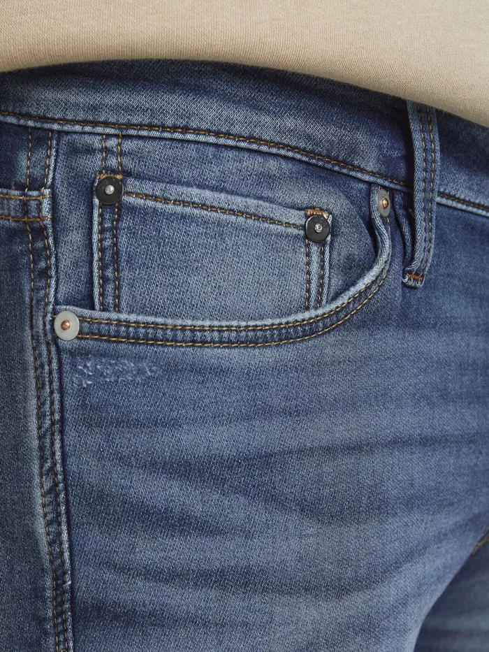 Slim Jeans JACK and JONES Mens GLENN ICON GE 176 INDIGO KNIT SLIM FIT JEANS Blue Blue Denim