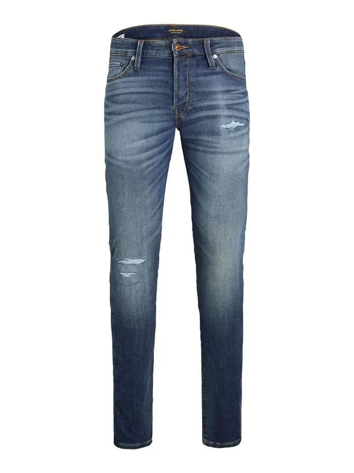 Slim Jeans JACK and JONES Mens GLENN ICON GE 176 INDIGO KNIT SLIM FIT JEANS Blue Blue Denim