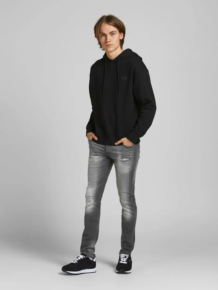 Slim Jeans JACK and JONES Mens GLENN ICON GE 376 INDIGO KNIT SLIM FIT JEANS Grey Grey Denim