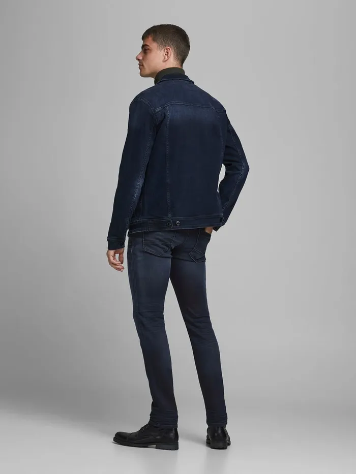 Slim Jeans JACK and JONES Mens GLENN LEON GE 071 INDIGO KNIT SLIM FIT JEANS Blue Blue Denim