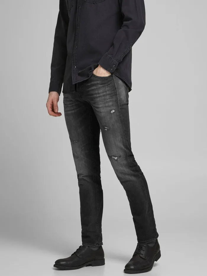 Slim Jeans JACK and JONES Mens GLENN ORIGINAL JJ 260 SLIM FIT JEANS Black Black Denim