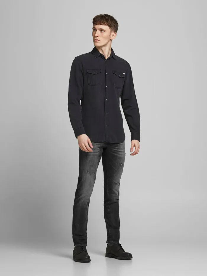Slim Jeans JACK and JONES Mens GLENN ORIGINAL JJ 260 SLIM FIT JEANS Black Black Denim