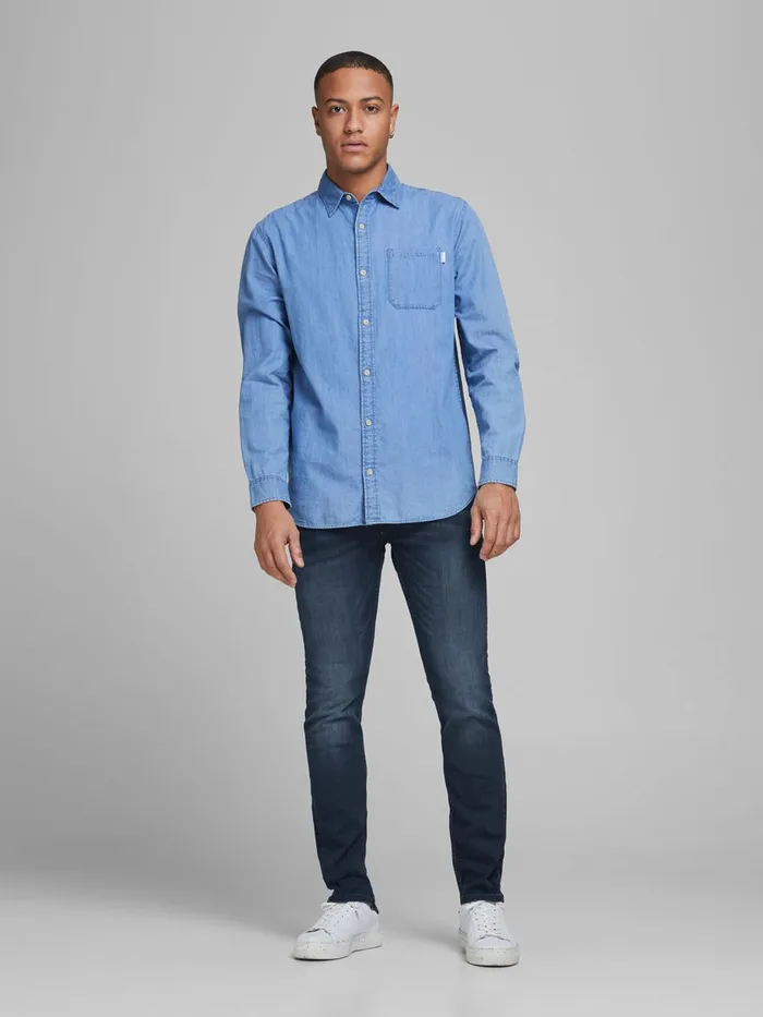Slim Jeans JACK and JONES Mens TIM ORIGINAL CJ 925 SLIMSTRAIGHT FIT JEANS Blue Blue Denim