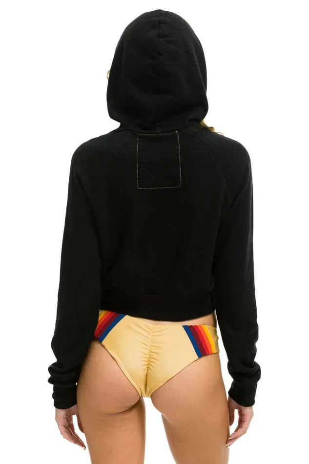 Smiley Bolt Eyes Cropped Hoodie 8211 Black Women Aviator Nation Hoodies