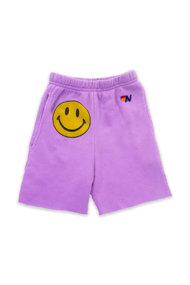 Smiley Sweatshorts 8211 Neon Purple Kids Aviator Nation Shorts