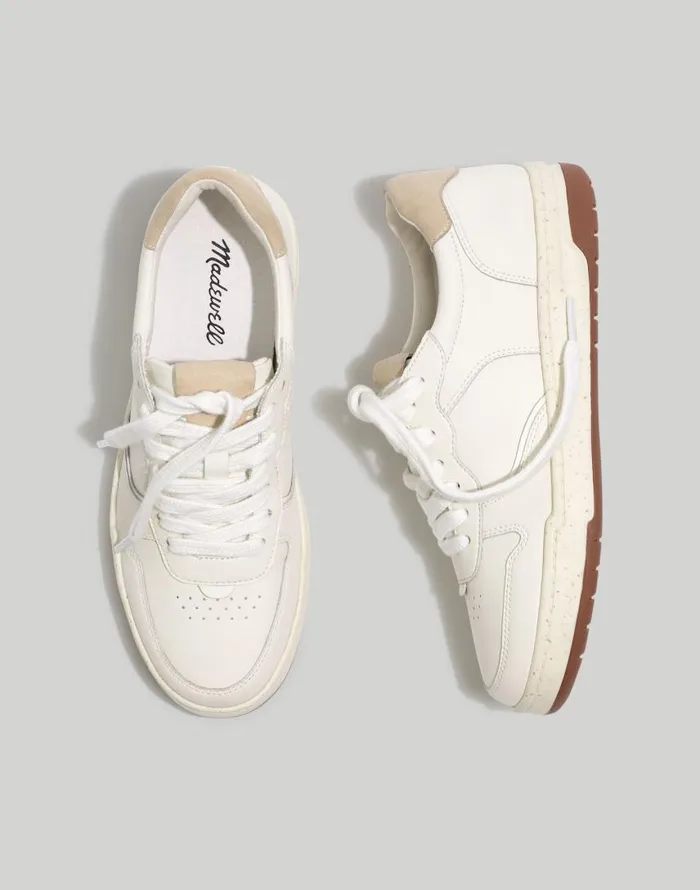 Sneakers Women Madewell Court Sneakers In White Leather Ivory Multi