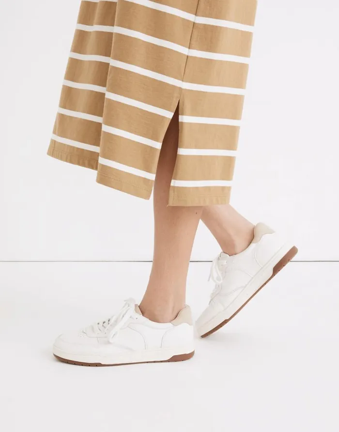 Sneakers Women Madewell Court Sneakers In White Leather Ivory Multi