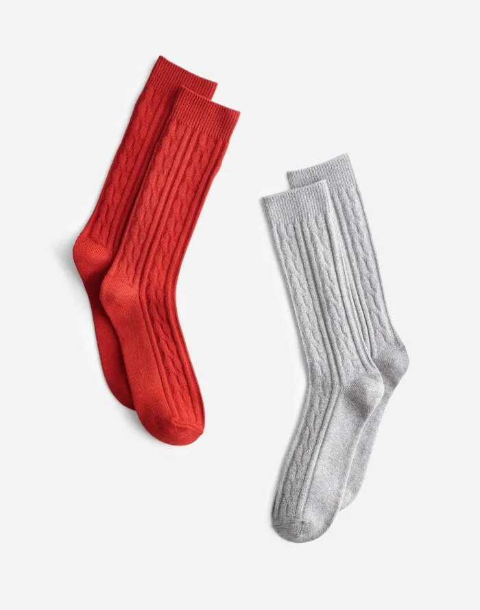 Socks Men Madewell TwoPack Cable Crew Socks Hibiscus Red