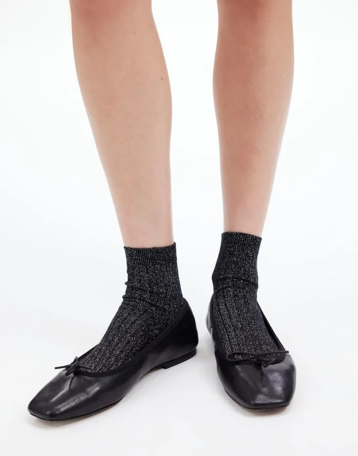 Socks Women Madewell TwoPack Shimmer Ankle Socks True Black