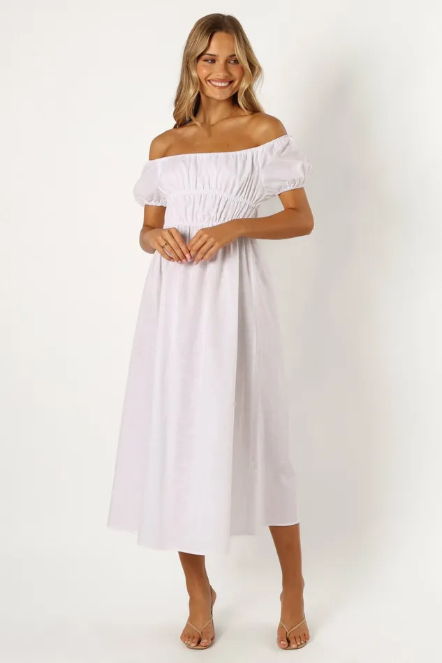 Sofia Maxi Dress White Women Linen Dresses Petal and Pup