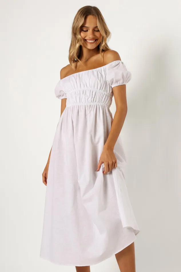 Sofia Maxi Dress White Women Linen Dresses Petal and Pup