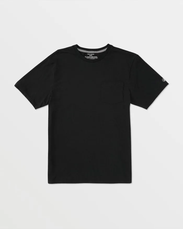 Solid Ss Pocket Tee 8211 Black Mens Volcom TShirts and Tanks