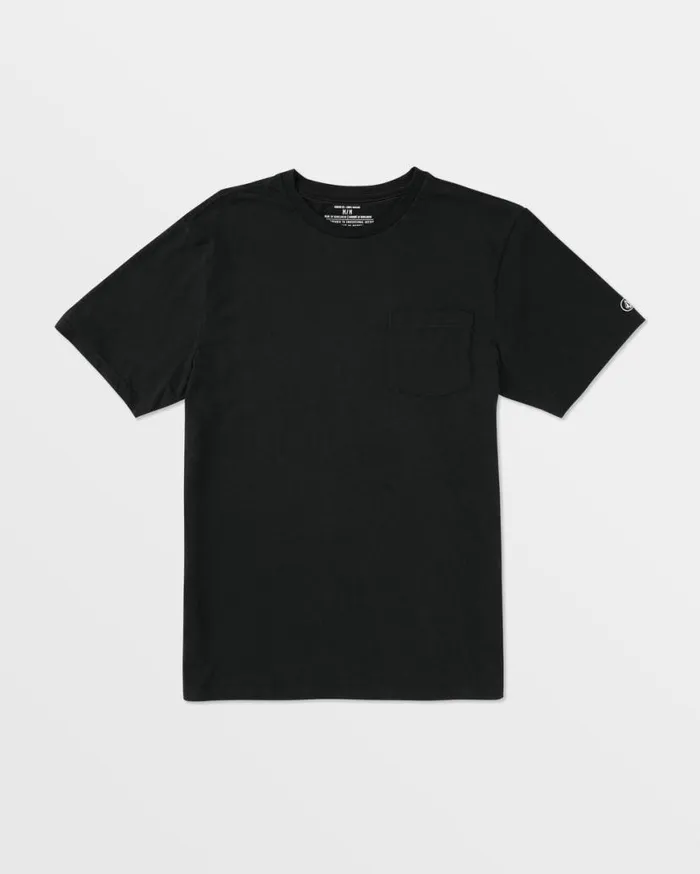 Solid Ss Pocket Tee 8211 Black Mens Volcom TShirts and Tanks