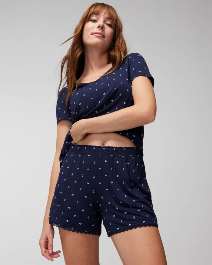 Soma Cool Nights LaceTrim Pajama Shorts Shine Bright Lavender Women Matching Sets and Separates