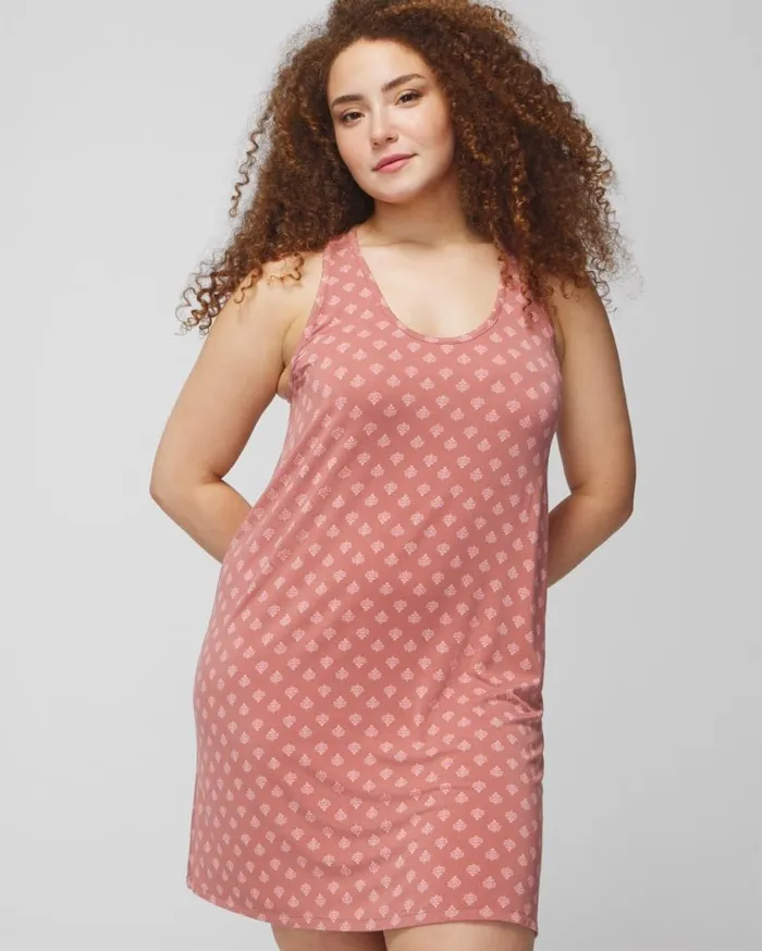 Soma Cool Nights Tank Sleepshirt Paisley Floral Meta Mauve Women Sleepshirts