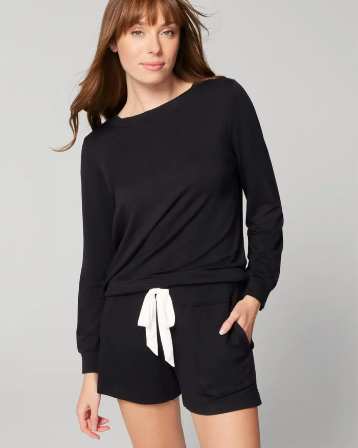 Soma Sunday LongSleeve Shorts Set Skip A Beat Navy Women Matching Sets and Separates Soma Sunday LongSleeve Shorts Set Skip A Beat Navy Women Matching Sets and Separates