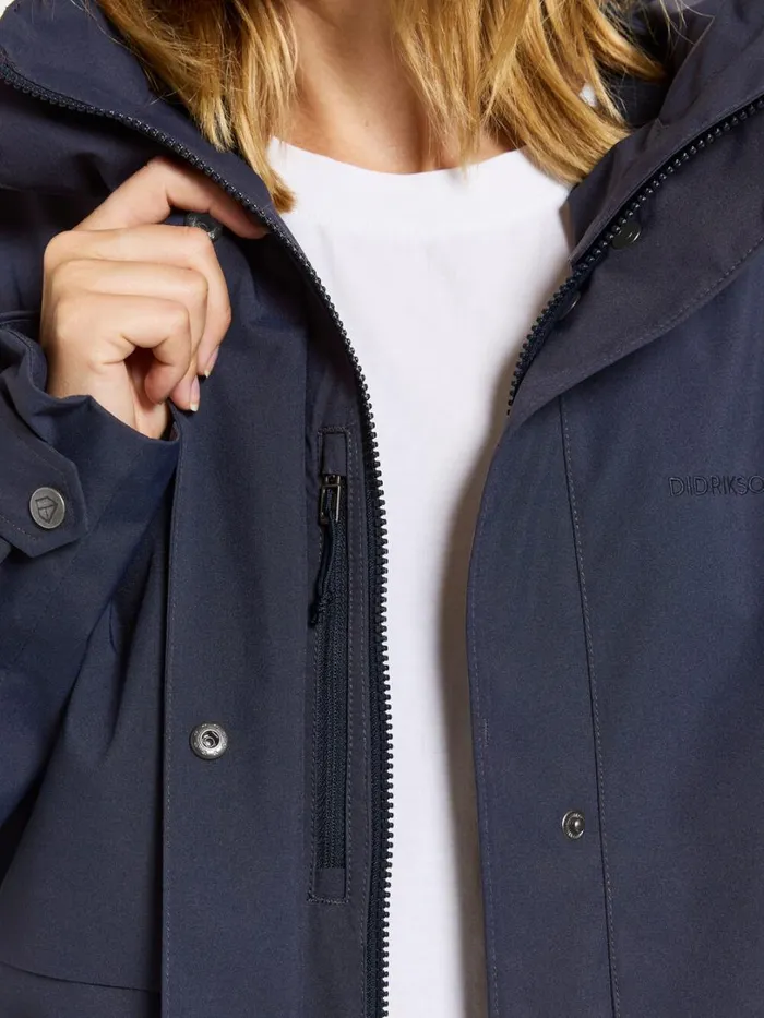 Sonja Parka Long Dark Night Blue Women Didriksons Spring Jackets