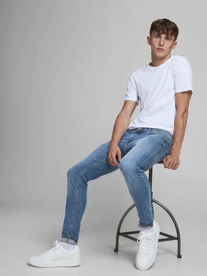 Spray On Jeans JACK and JONES Mens TOM ORIGINAL AM 815 STS SKINNY FIT JEANS Blue Blue Denim