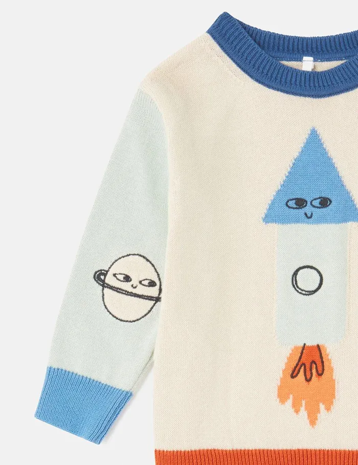 Stella McCartney Baby Boys Kids Space Knitted Graphic Sweater Multicolor Stella McCartney Baby Boys Kids Space Knitted Graphic Sweater Multicolor