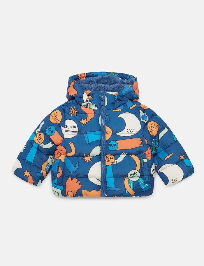 Stella McCartney Baby Boys Kids Space Print Puffer Coat Multicolor Blue