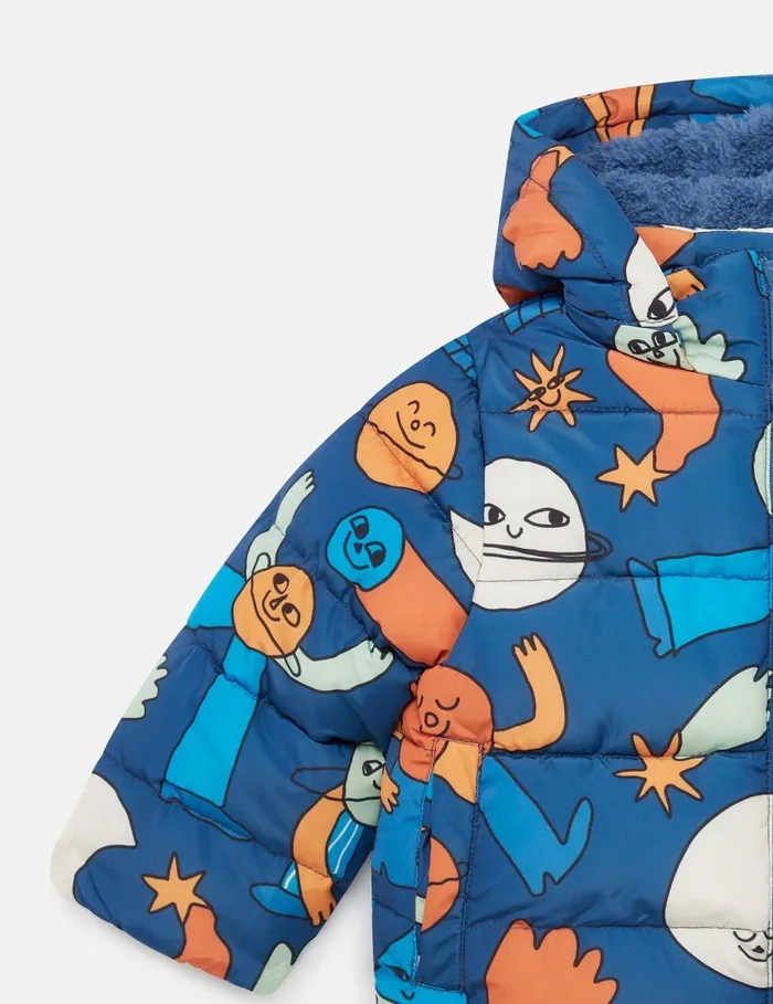 Stella McCartney Baby Boys Kids Space Print Puffer Coat Multicolor Blue