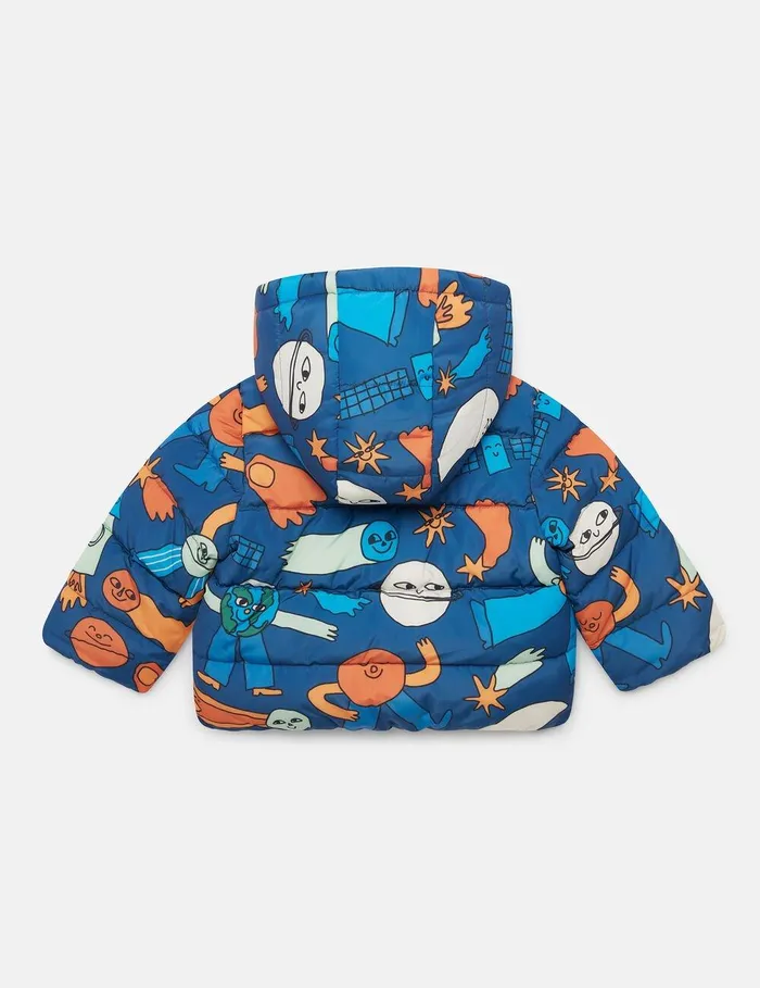 Stella McCartney Baby Boys Kids Space Print Puffer Coat Multicolor Blue