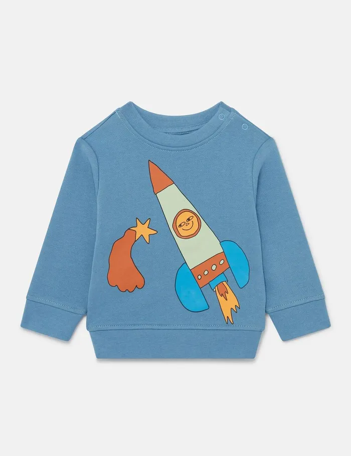 Stella McCartney Baby Boys Kids Space Print Sweatshirt Airforce Blue
