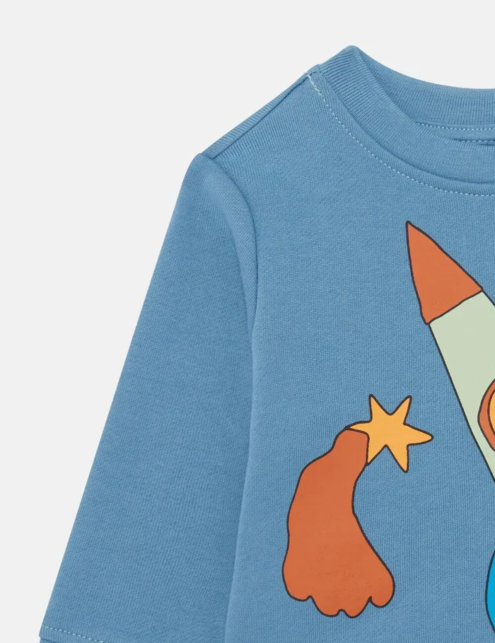 Stella McCartney Baby Boys Kids Space Print Sweatshirt Airforce Blue Stella McCartney Baby Boys Kids Space Print Sweatshirt Airforce Blue