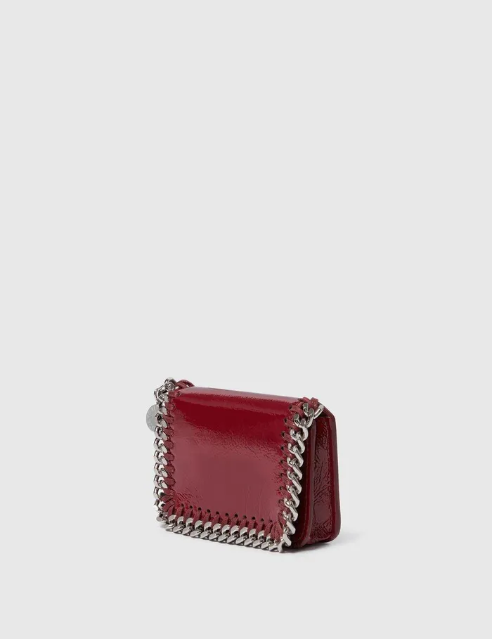 Stella McCartney Card Cases Women Falabella Patent Zipper Cardholder Burgundy