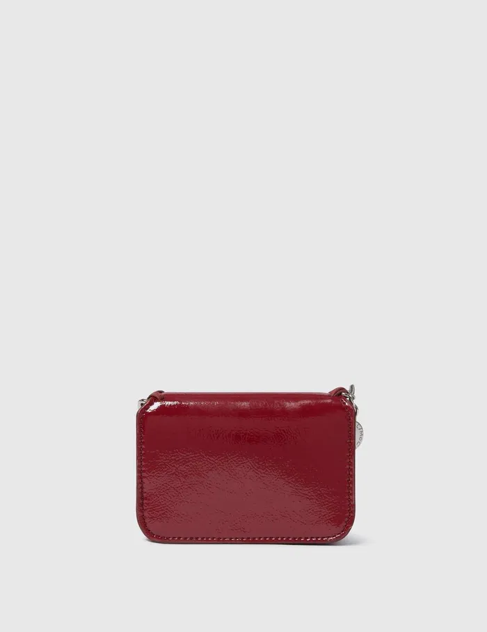 Stella McCartney Card Cases Women Falabella Patent Zipper Cardholder Burgundy