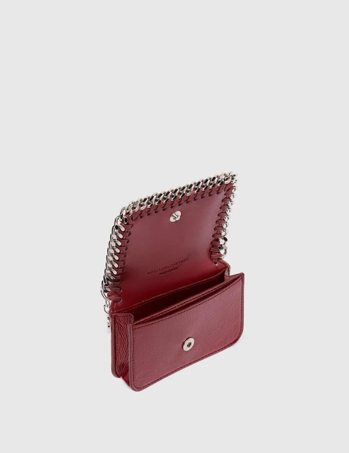 Stella McCartney Card Cases Women Falabella Patent Zipper Cardholder Burgundy