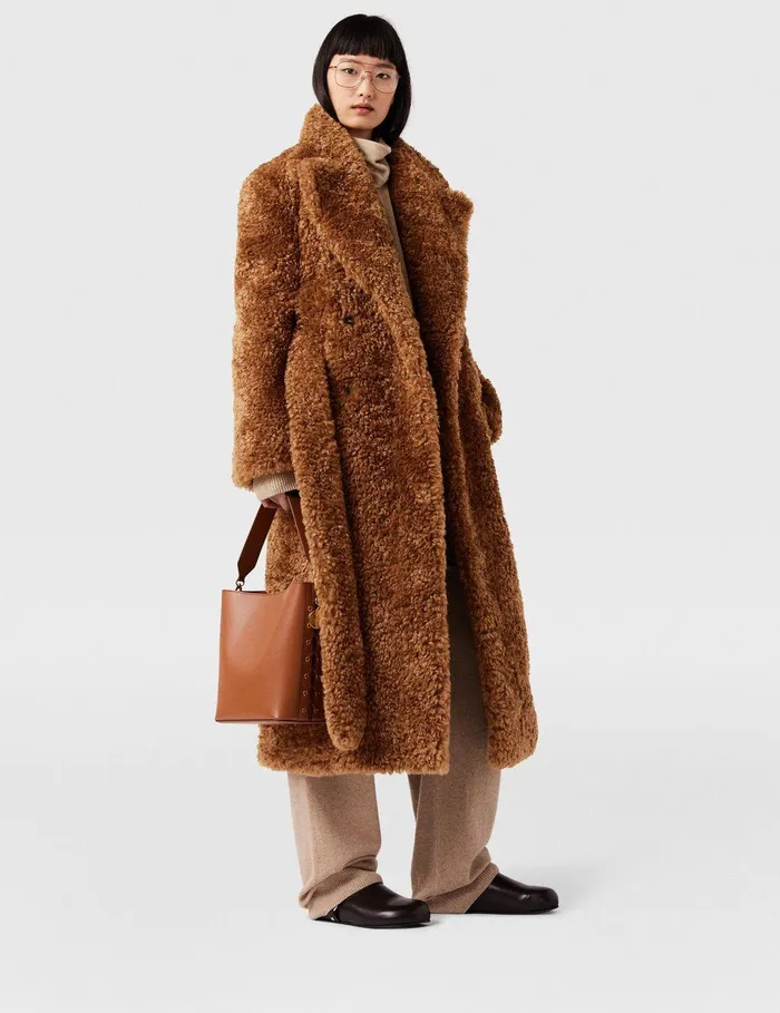 Stella McCartney Coats And Jackets Women Belted Plush Teddy Coat Ginger Brown Stella McCartney Coats And Jackets Women Belted Plush Teddy Coat Ginger Brown