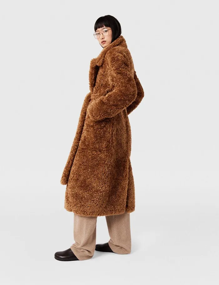 Stella McCartney Coats And Jackets Women Belted Plush Teddy Coat Ginger Brown Stella McCartney Coats And Jackets Women Belted Plush Teddy Coat Ginger Brown