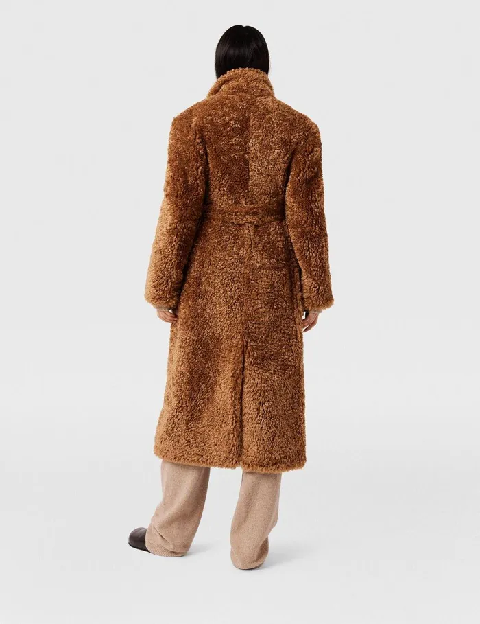 Stella McCartney Coats And Jackets Women Belted Plush Teddy Coat Ginger Brown Stella McCartney Coats And Jackets Women Belted Plush Teddy Coat Ginger Brown