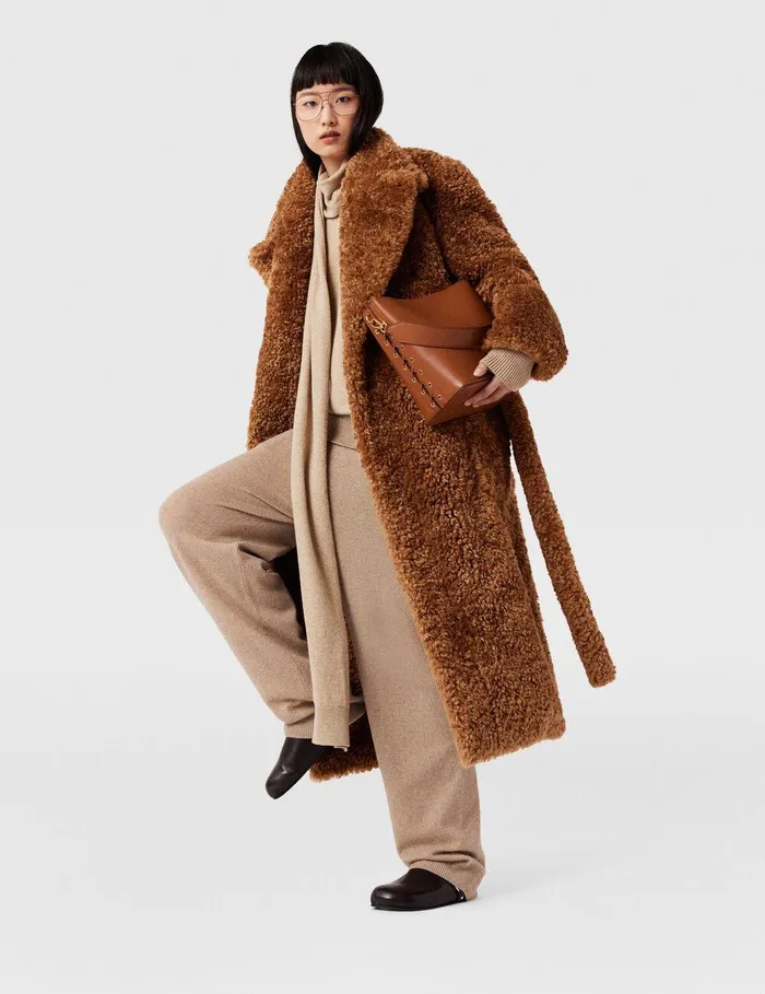 Stella McCartney Coats And Jackets Women Belted Plush Teddy Coat Ginger Brown Stella McCartney Coats And Jackets Women Belted Plush Teddy Coat Ginger Brown