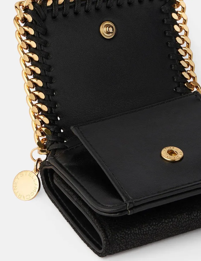 Stella McCartney Compact Wallets Women Falabella TriFold Wallet Black Stella McCartney Compact Wallets Women Falabella TriFold Wallet Black