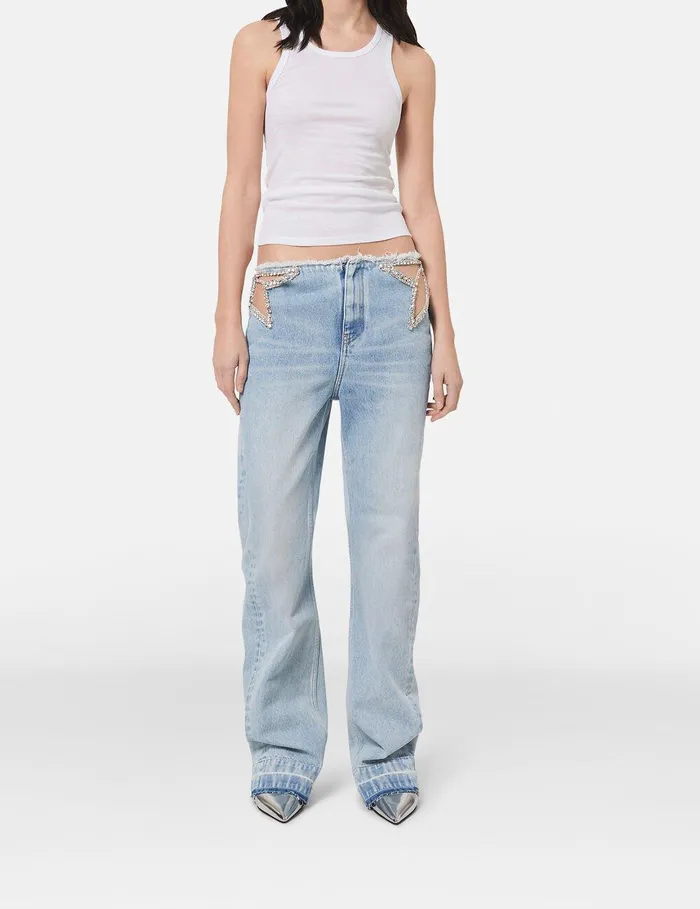 Stella McCartney Denim Women Diamant Star Wide Leg Jeans Blue Stella McCartney Denim Women Diamant Star Wide Leg Jeans Blue