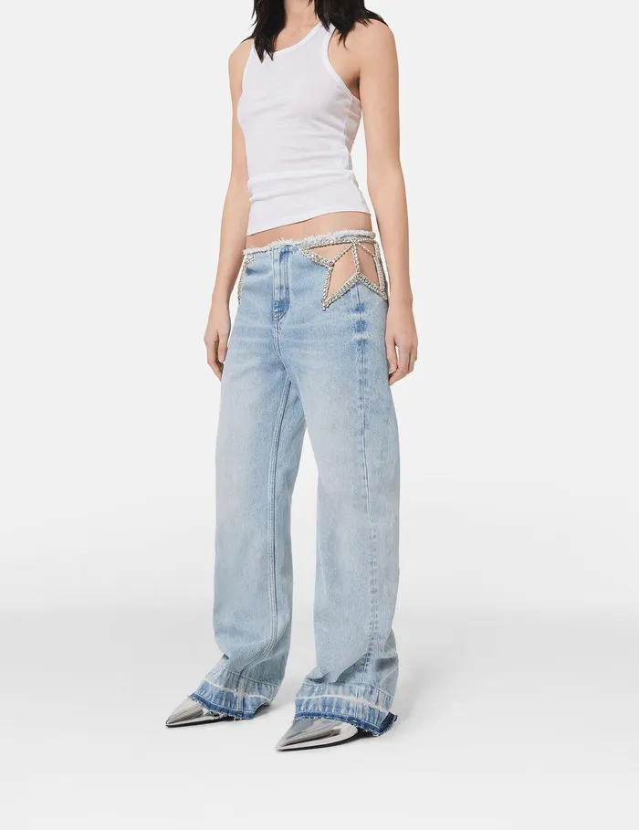 Stella McCartney Denim Women Diamant Star Wide Leg Jeans Blue Stella McCartney Denim Women Diamant Star Wide Leg Jeans Blue