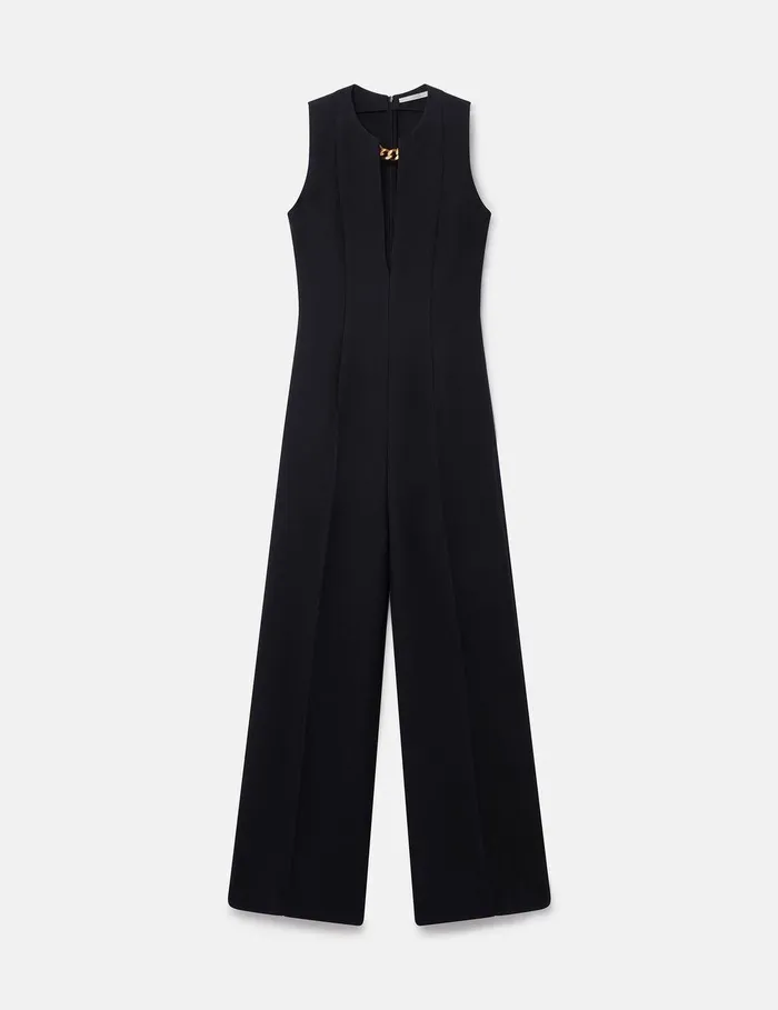 Stella McCartney Dresses Women ChainEmbellished OpenBack Jumpsuit Midnight Black Stella McCartney Dresses Women ChainEmbellished OpenBack Jumpsuit Midnight Black