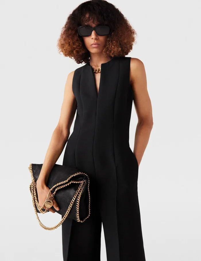 Stella McCartney Dresses Women ChainEmbellished OpenBack Jumpsuit Midnight Black Stella McCartney Dresses Women ChainEmbellished OpenBack Jumpsuit Midnight Black