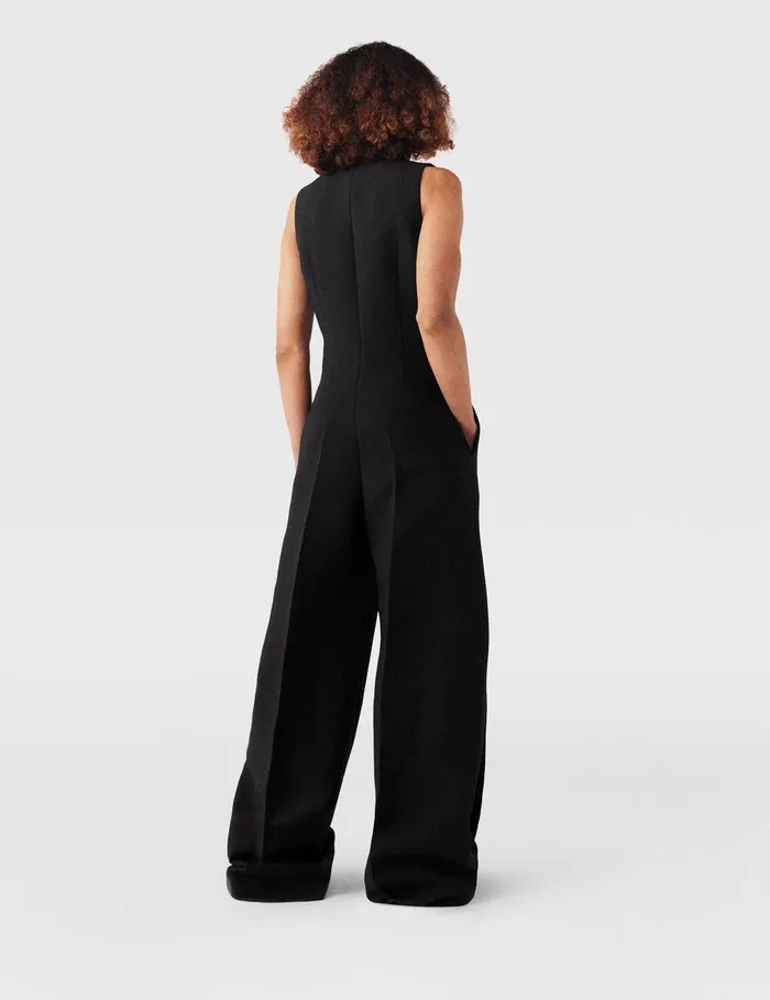 Stella McCartney Dresses Women ChainEmbellished OpenBack Jumpsuit Midnight Black Stella McCartney Dresses Women ChainEmbellished OpenBack Jumpsuit Midnight Black