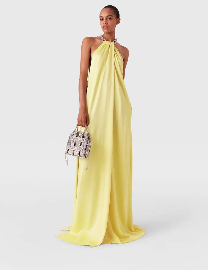 Stella McCartney Dresses Women Crystal Chain Halterneck Dress Chamomile