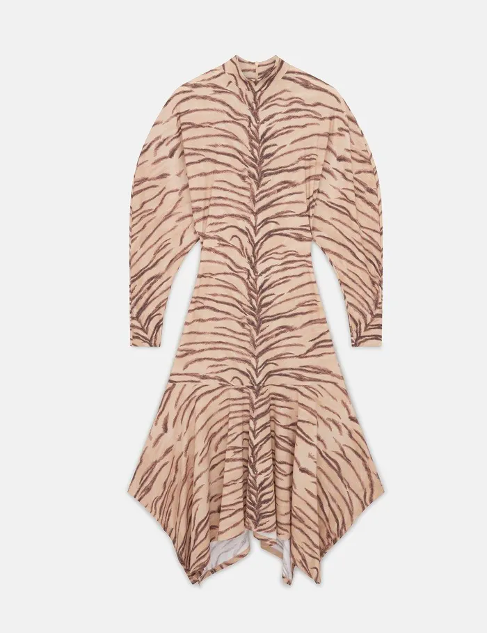 Stella McCartney Dresses Women Tiger Print Puff Sleeve Midi Dress Natural Tiger Print Stella McCartney Dresses Women Tiger Print Puff Sleeve Midi Dress Natural Tiger Print