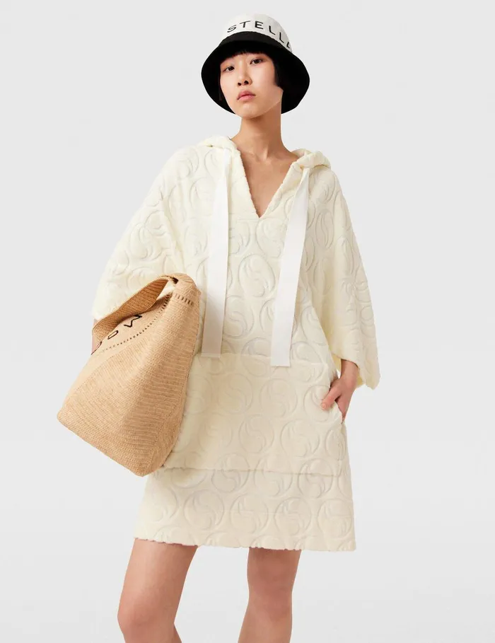 Stella McCartney Dresses Women Toweling Hooded Mini Dress Natural