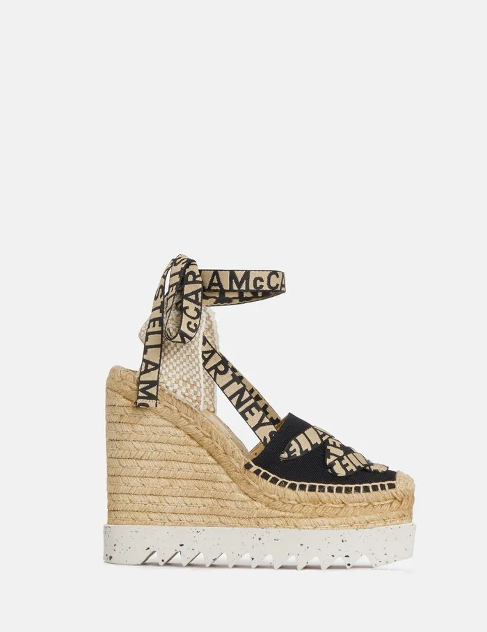 Stella McCartney Espadrilles Women Gaia Platform Espadrille Wedges Black Stella McCartney Espadrilles Women Gaia Platform Espadrille Wedges Black