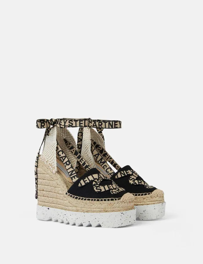 Stella McCartney Espadrilles Women Gaia Platform Espadrille Wedges Black Stella McCartney Espadrilles Women Gaia Platform Espadrille Wedges Black