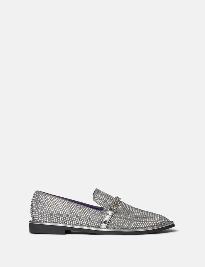 Stella McCartney Flats Women Falabella Crystal Loafers Silver