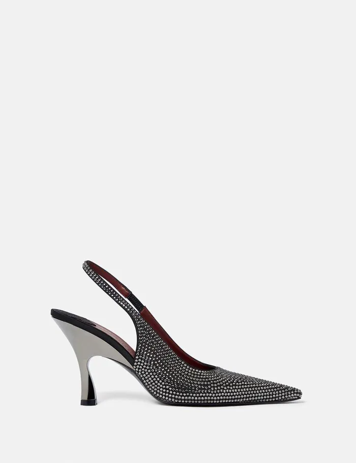 Stella McCartney Heels Women Elsa CrystalEmbellished Slingbacks Pitch Black