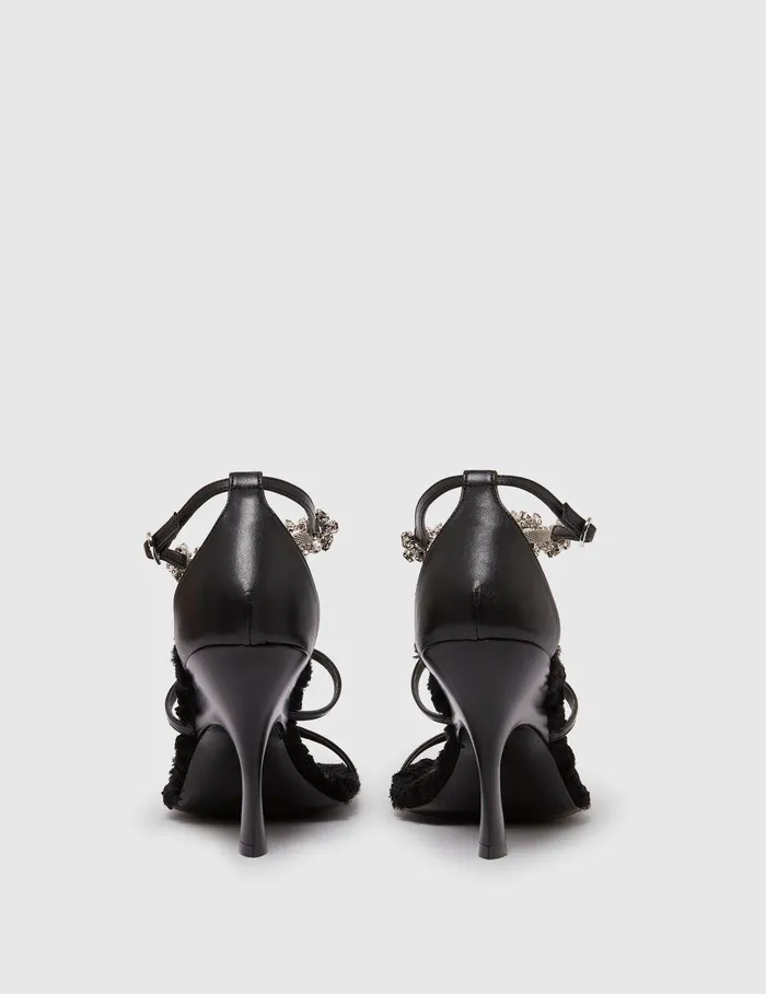 Stella McCartney Heels Women Elsa Crystal Flowers Heeled Sandals Black